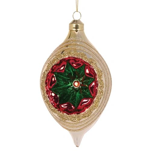 Retro Gold Vintage Teardrop  Glass Christmas Tree Bauble