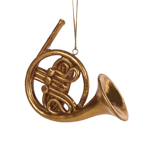 Gilded French Horn Hanging Christmas Tree Ornament