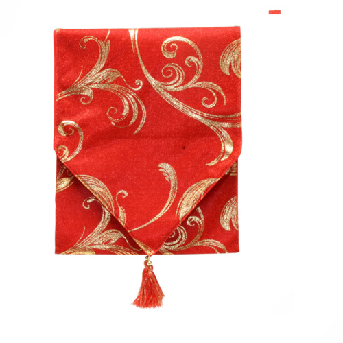 Red Table Runner with Swirls 180 x 36 cm