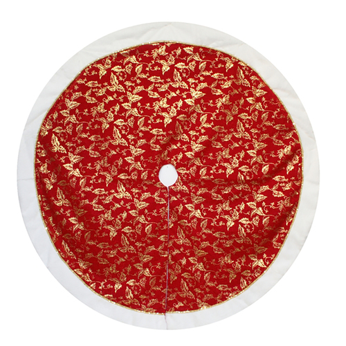 Red Gold  Holly Christmas Tree Skirt 120cm