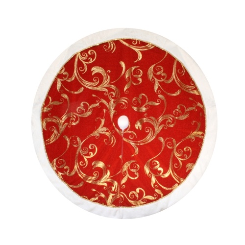 Red Tree Skirt with Swirls 120cm