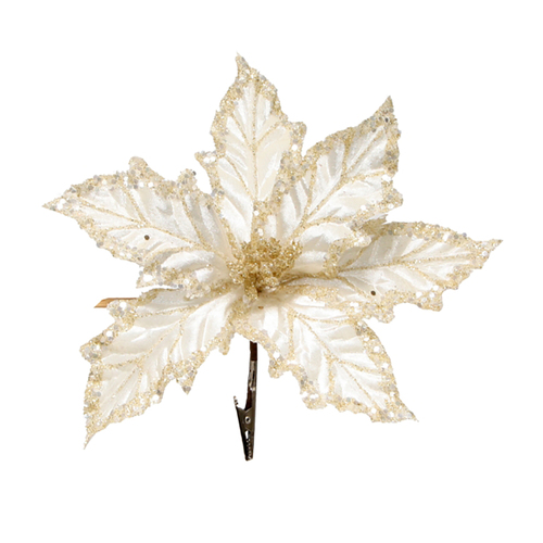 Ivory Poinsettia Clip 25cm
