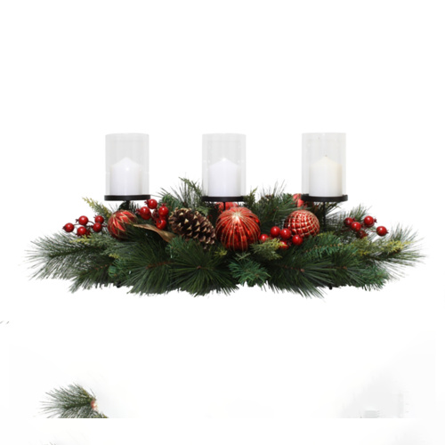 Red  Bauble Centrepiece 3 lite 70cm.