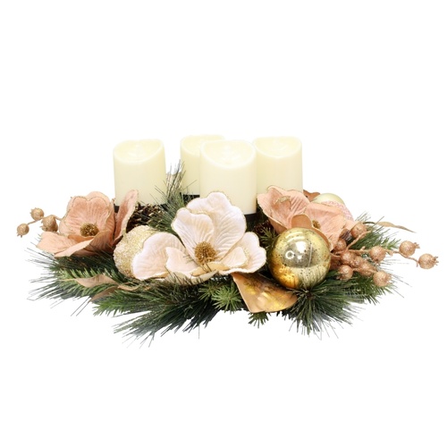 Magnolia Champagne Glow Candle Wreath