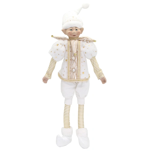 White and Gold Christmas Elf 60cm