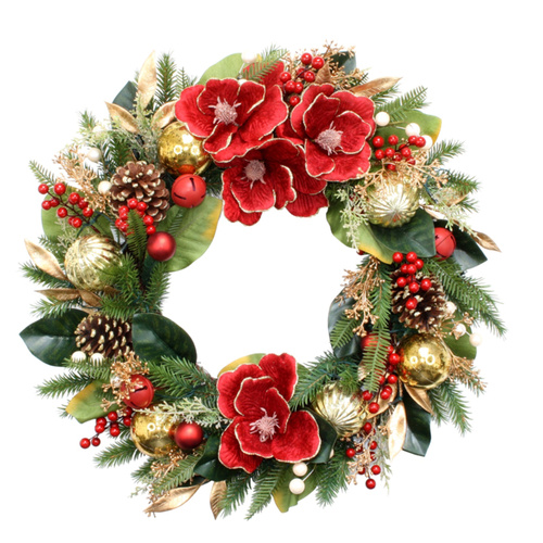 Magnolia Crimson Bliss LED Christmas Wreath 60cm