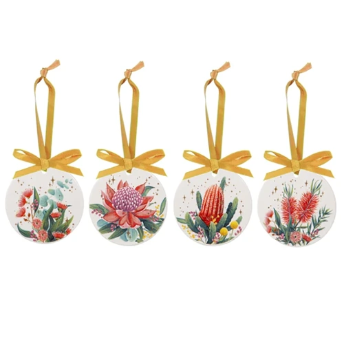 Twinkling Blooms  Bone China Hanging Australiana Christmas Decorations