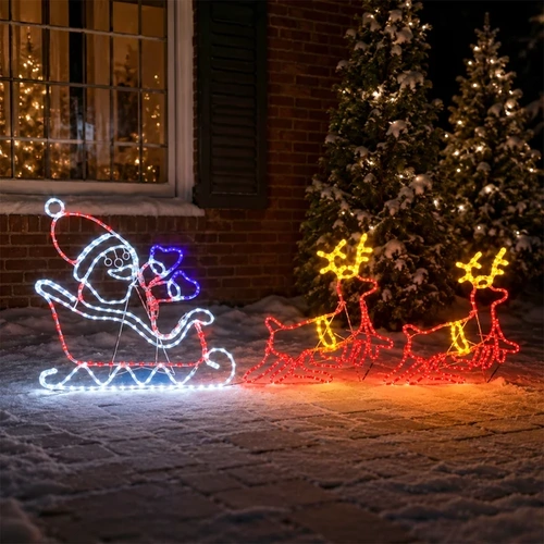 Santa Sleigh with Reindeers Outdoor Display
