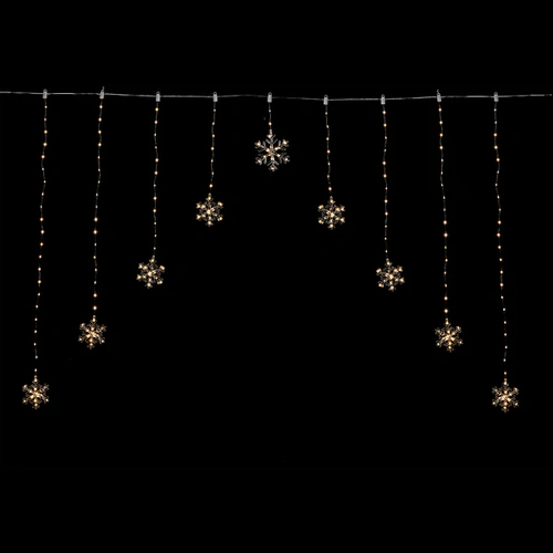 Snowflake Curtain Fairy Lights - Warm White