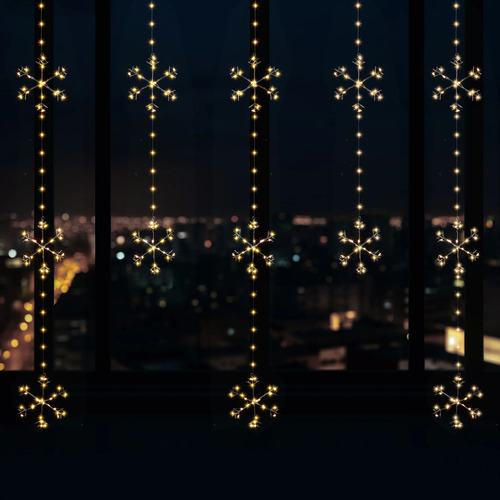 390 LED Snowflake Curtain Fairy Lights - Warm White