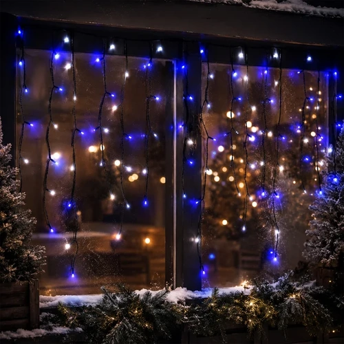 240  Icicle LED Lights - Blue and White