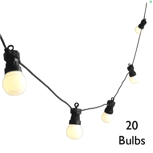 Festoon - 20 Opal LED Bulbs  - Connectable Black Lead