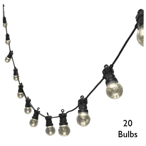 Festoon - 20 Clear LED Bulbs  - Connectable Black Lead