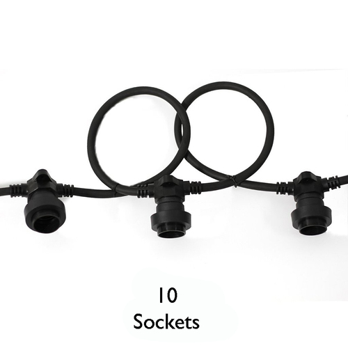 Festoon - 10 Sockets - Black Lead Connectable