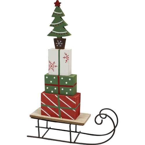 Sleigh with Red  and Green Presents