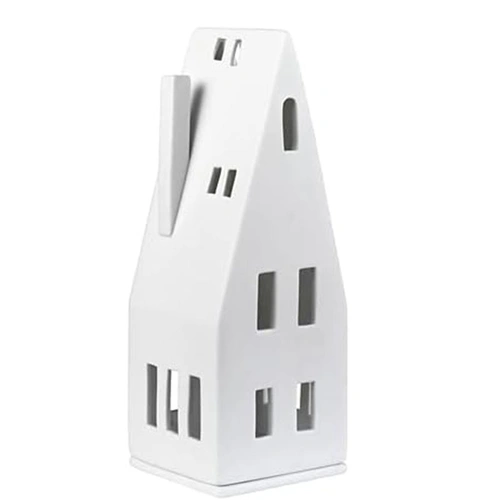 White Porcelain Steep Pitch Roof House Candle Holder 20cm