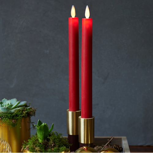 Sara Tall Scarlet LED  Dinner Candle 2pk