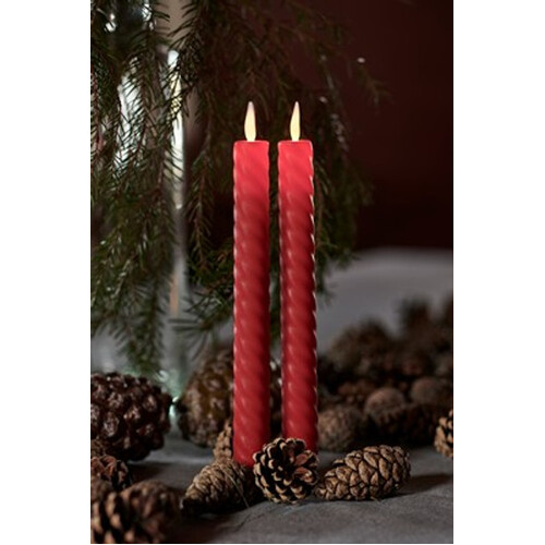 Sara Tall Red Wave LED  Dinner Candle 2pk