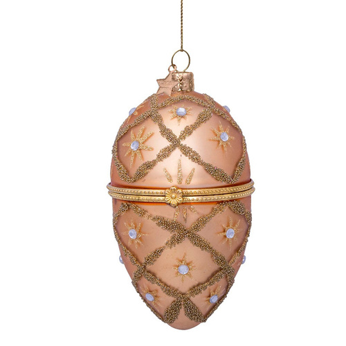 Glass Gold Opening Hanging Christmas Decoration 10cm