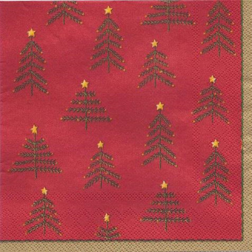 Little Christmas Trees Red  Christmas Paper Serviettes