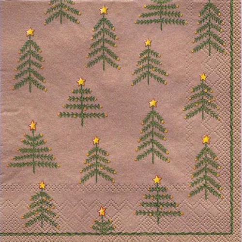 Little Christmas Trees Gold Christmas Paper Serviettes