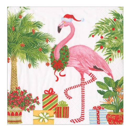 Christmas Flamingo Cocktail 3ply Napkin 20pk