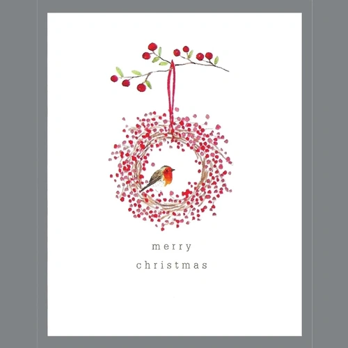 Robin and Wreath  Gift Card 5pk