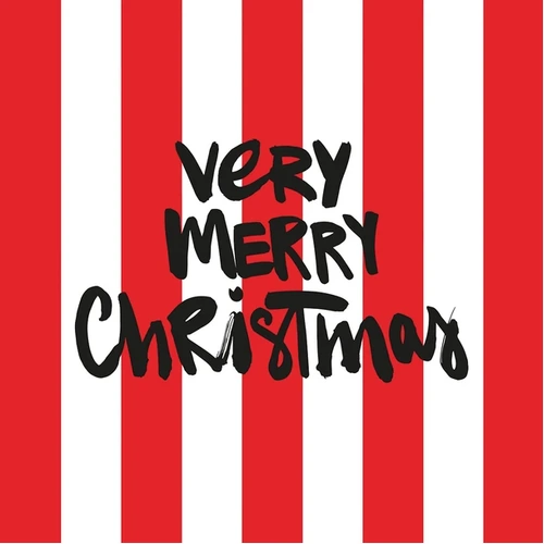 Red White Stripe Very Merry Christmas Paper Serviettes 20pk