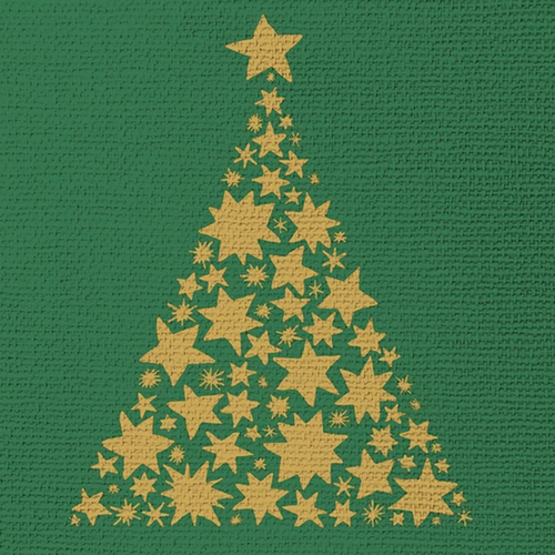 Gold Tree on Green Canvas Christmas Napkin 15pk