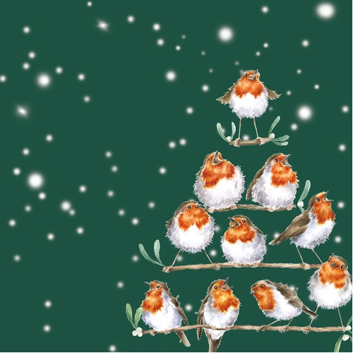 Rockin' Robins Christmas Paper Serviettes 20pk