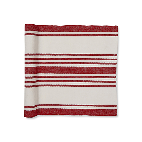 Taylor Striped Red  Rib Cotton Table Runner  35 x 200cm