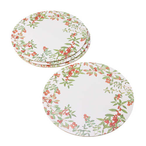 Festive Berry Round Hard Placemat 4pk