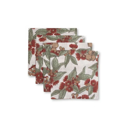 Natalie Red Australian Gumnut  Napkins 45 x 45cm 4pk