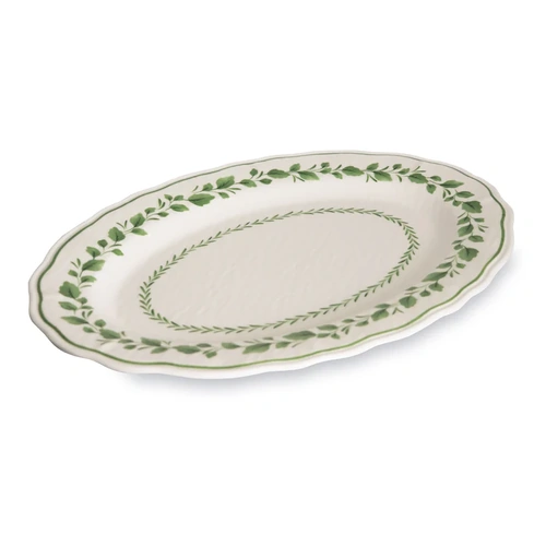 Cecile White Green Vine Oval Melamine Platter  33x 45cm