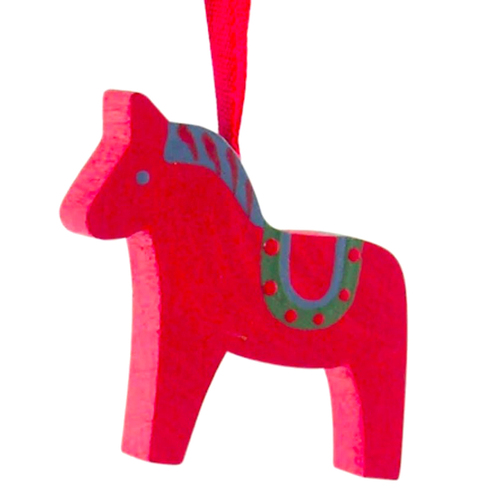 Dala Horse Painted Red/Green 5.0cm Decoration