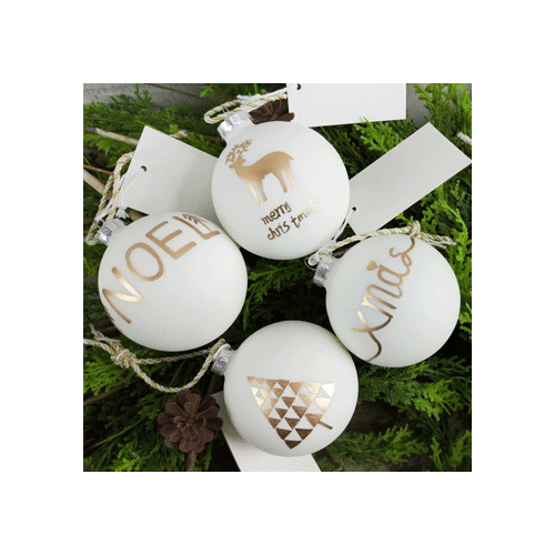 White Glass Ball With Gold