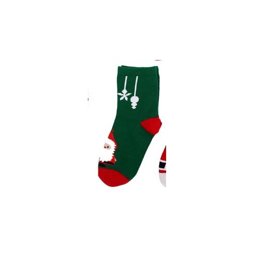 Kids Christmas Socks-Green Santa