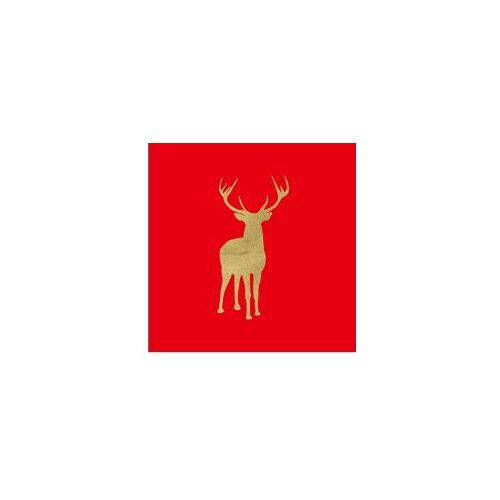 Red with Gold Reindeer Paper Napkin