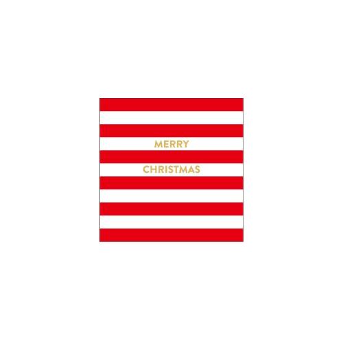 Stripe with Gold Foil Merry Christmas Paper Napkin