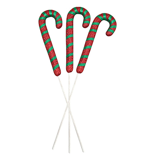 Red Green Candy Cane Pick  3pc