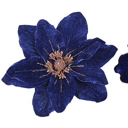 Deep Blue  Velvet Poinsettia Clip 22cm