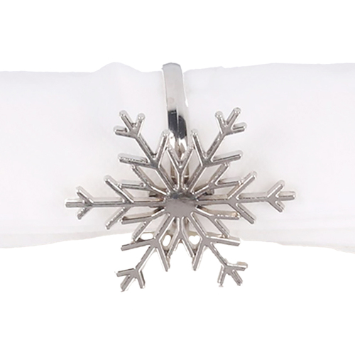 Snowflake Napkin Rings Silver 4 pc