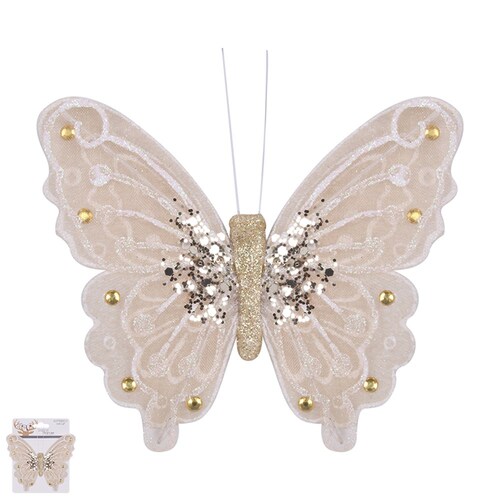 Ivory Butterfly with Clip  15cm