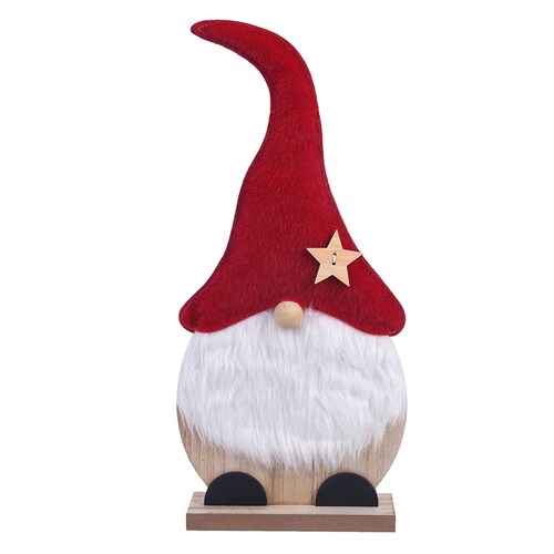 Santa Gnome on Timber Base 42cm