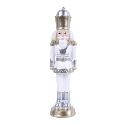 White Silver Champagne Nutcracker 22cm resin