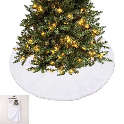 White Fur Look Tree Skirt 90cm