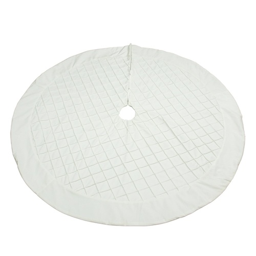 Ivory Velour Cross Hatched Christmas  Tree Skirt 120cm