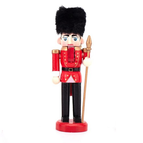 Traditional Nutcracker with Fur Hat Hanging Christmas Decoration 13cm