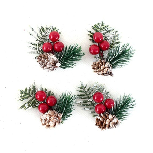 Red Berry and Pine Cone Christmas Spray 4pk