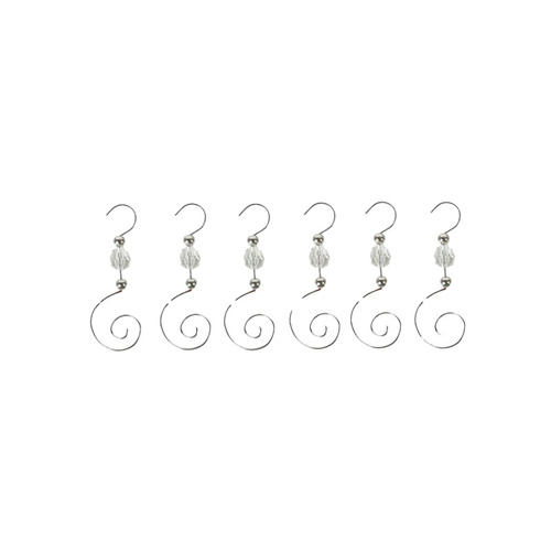 Decorative Ornament Hooks Clear 6 Pk